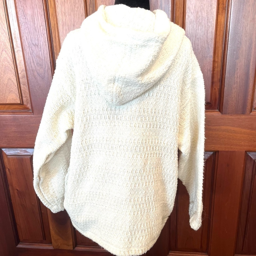 Earth Ragz Pullover Hoodie Sz M Ivory Textured 100% Recycled Fibers Mexico - Picture 4 of 11